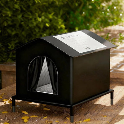 1 Pack Waterproof Insulated Outdoor Cat House for Homeless Cats and Small Animals, 33 x 33 x 33cm Black