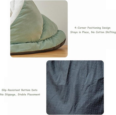 Cat Bed - Comfortable Slipper-Shaped Cat Bed - Semi-Closed Pet Den - Suitable for Indoor Cats and Small Dogs - Warm Plush Cat and Dog Bed - Non-Slip Bottom - 50*35*30 cm - Vegetable