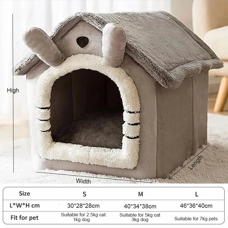 Soft Indoor Dog House & Bed, Washable Grey