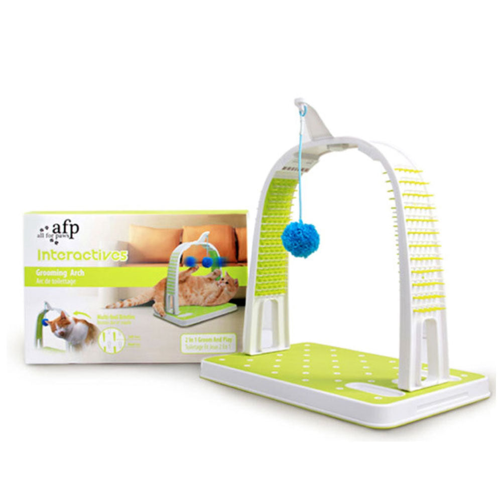 Cat Grooming Arch - Intercative Self Groom Brush + Scratcher Play - All For Paws - Image 1.0