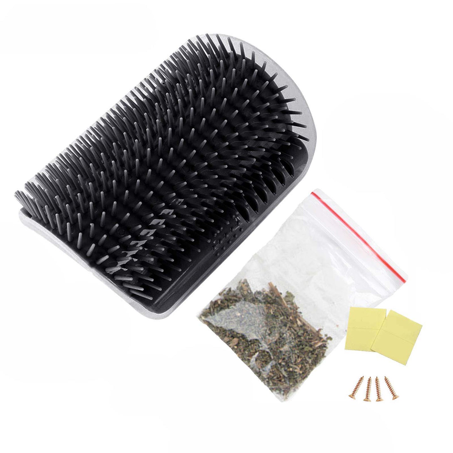 Self-Grooming Cat Corner Massager Brush with Catnip - Wall Mounted (Black) - Essential Pet Grooming Tool - Pet Paradise Shop
