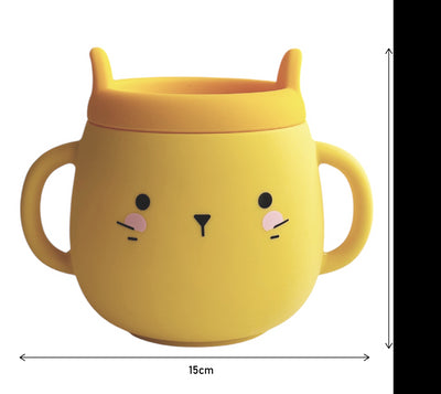 Whisker Wonderland Innovative Hydroponic Cat Grass Growing Mug - Yellow | Soil-Free, Digestion & Hairball Aid, Eco-Friendly Silicone, Reusable