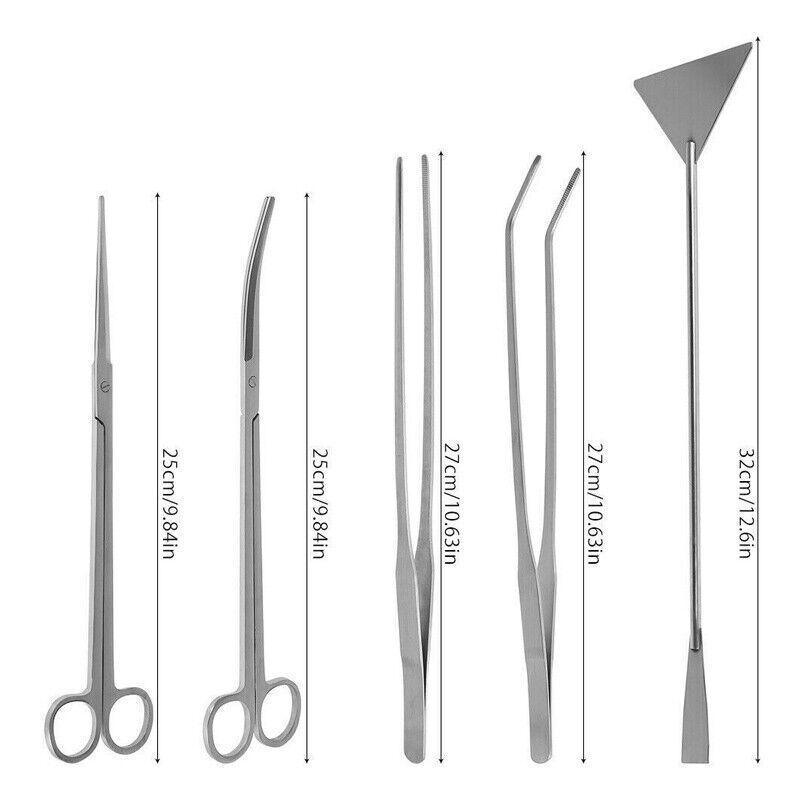Stainless Steel Aquarium Tool Set Tweezers Scissors Spatula Kit 4 5 6PCS - 6PCS Tool + Bag