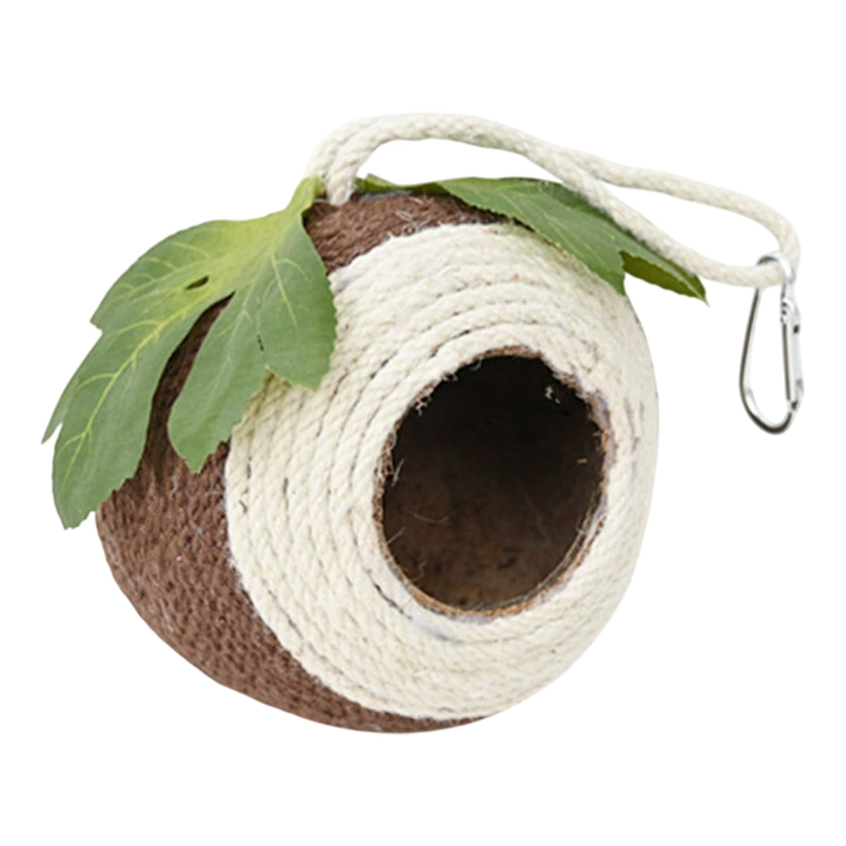 Bird Nest Parrot Nest Coconut Shell Braided Twine Colourful Cage Hanging Bed - White-Brown-Screw Model