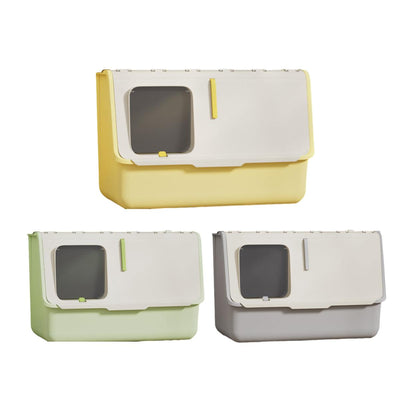 Large Fully Enclosed Cat Litter Box With Lid And Odor Control Litter Pan For Cats Green