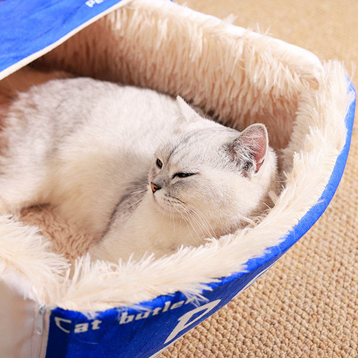 Rectangular Cookie Box Pet Bed for Cats Dogs Cat Bed Kitten Puppy Soft Pet House - Blue M