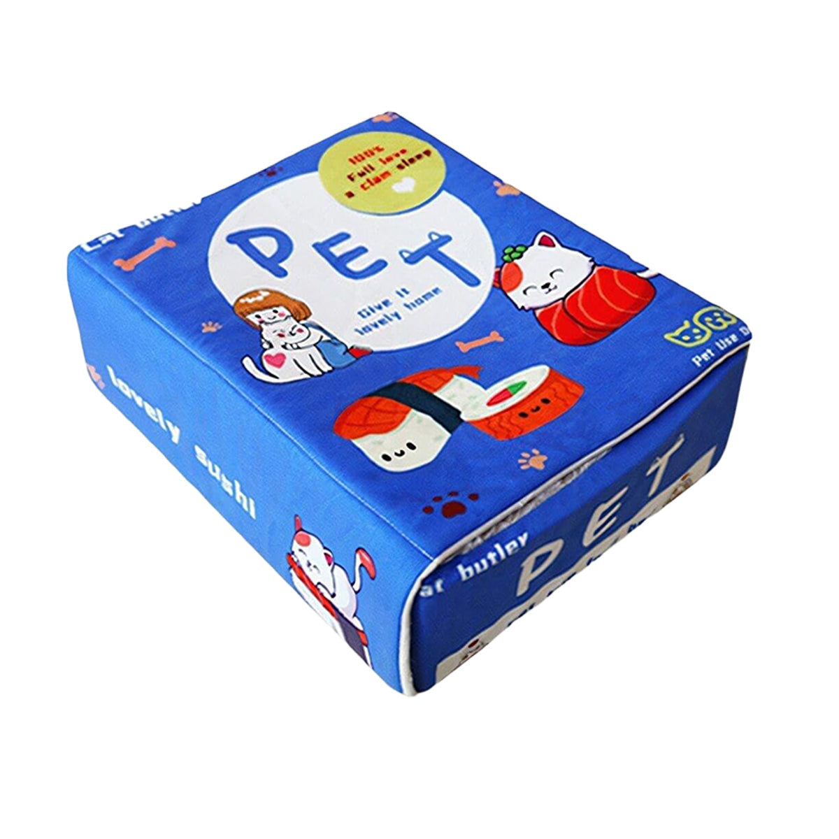 Rectangular Cookie Box Pet Bed for Cats Dogs Cat Bed Kitten Puppy Soft Pet House - Blue M