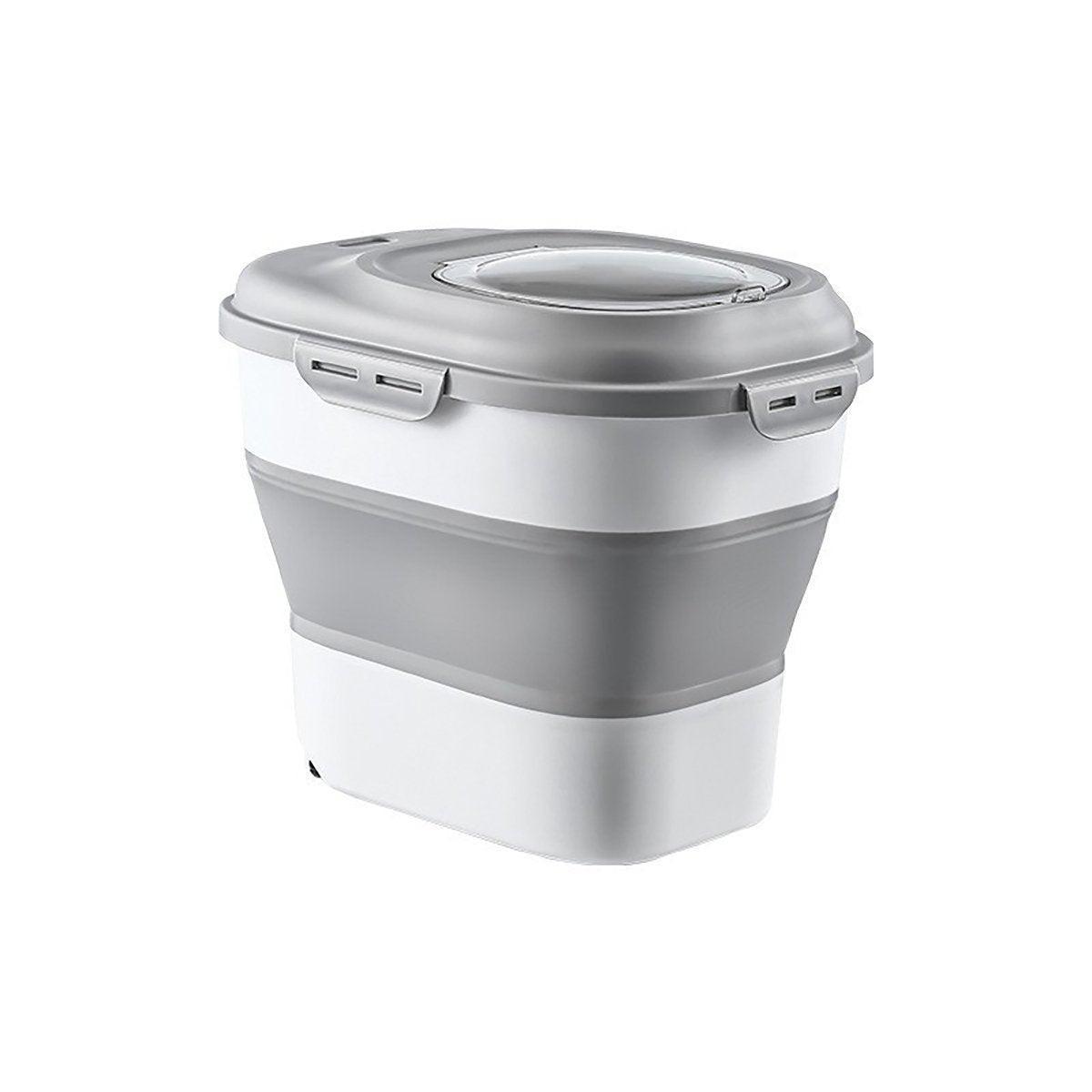 Large Capacity Pet Food Storage Box Foldable Design with Seal Lid - Grey