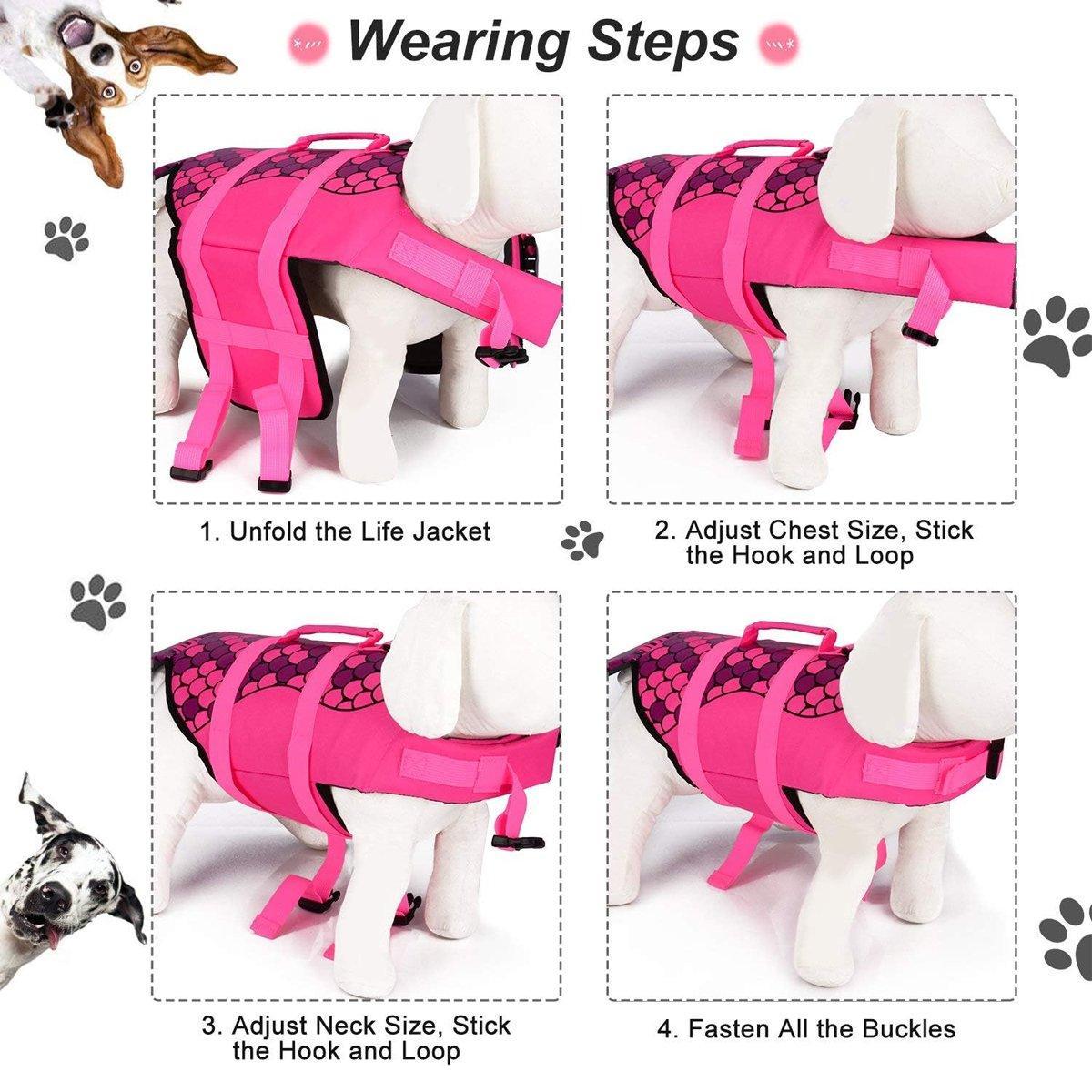 Pet Life Jacket Dog Swim Vest Outdoor Water Gear for Summer Swimming Activities - Pink M