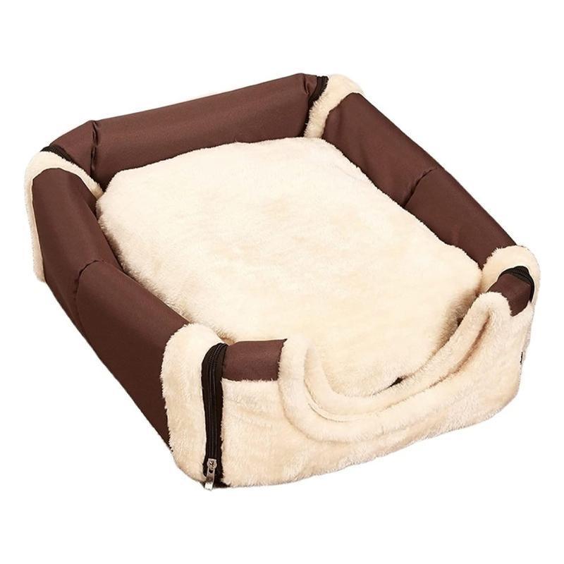 L Size Pet House Kennel Soft Igloo Beds Cave Cat Puppy Bed Warm Cushion Fold - Brick