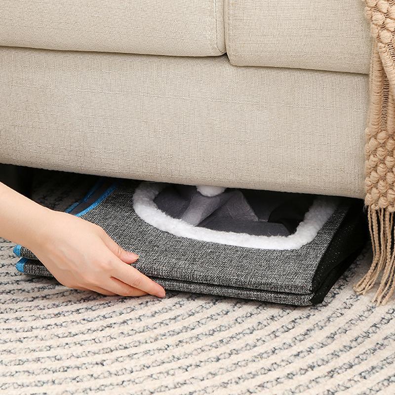Foldable Pet Cat Calming Bed Hideaway Interactive House Nest Scratching Board - Dark Grey
