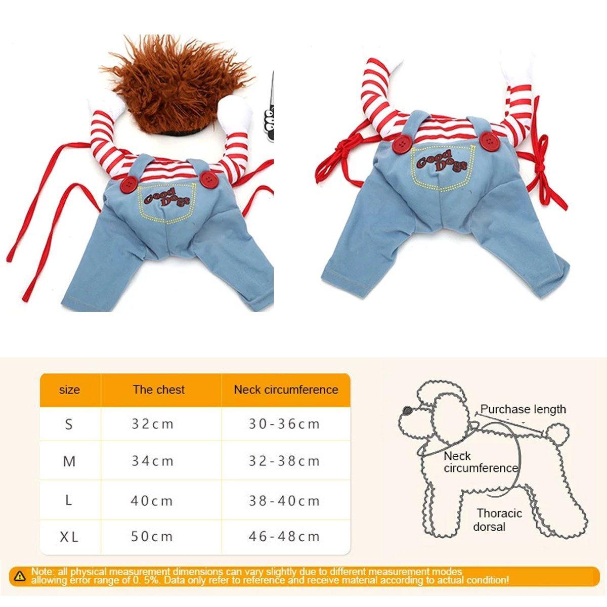 Halloween Dog Costume Pet Accessories Funny Dress Up for Small Medium Dogs - Deadly Doll-M