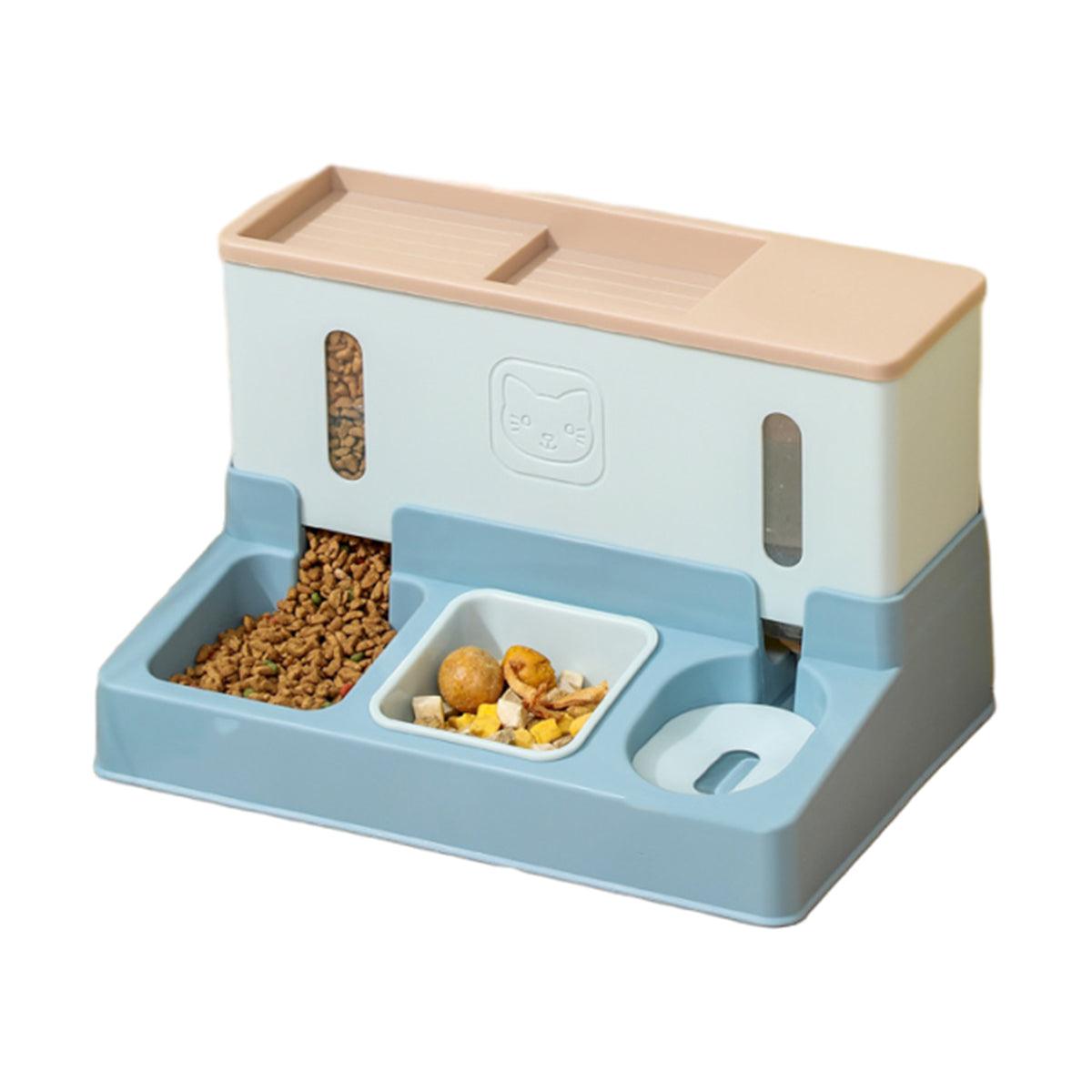 All in One Pet Feeding Bowl Cat Dog Water and Food Feeder Automatic Dispenser - Green