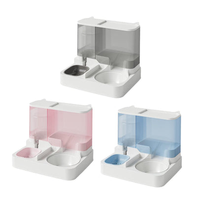 Automatic Cat Feeder Water Dispenser All in One Plastic Bowl for Cats and Dogs - Grey