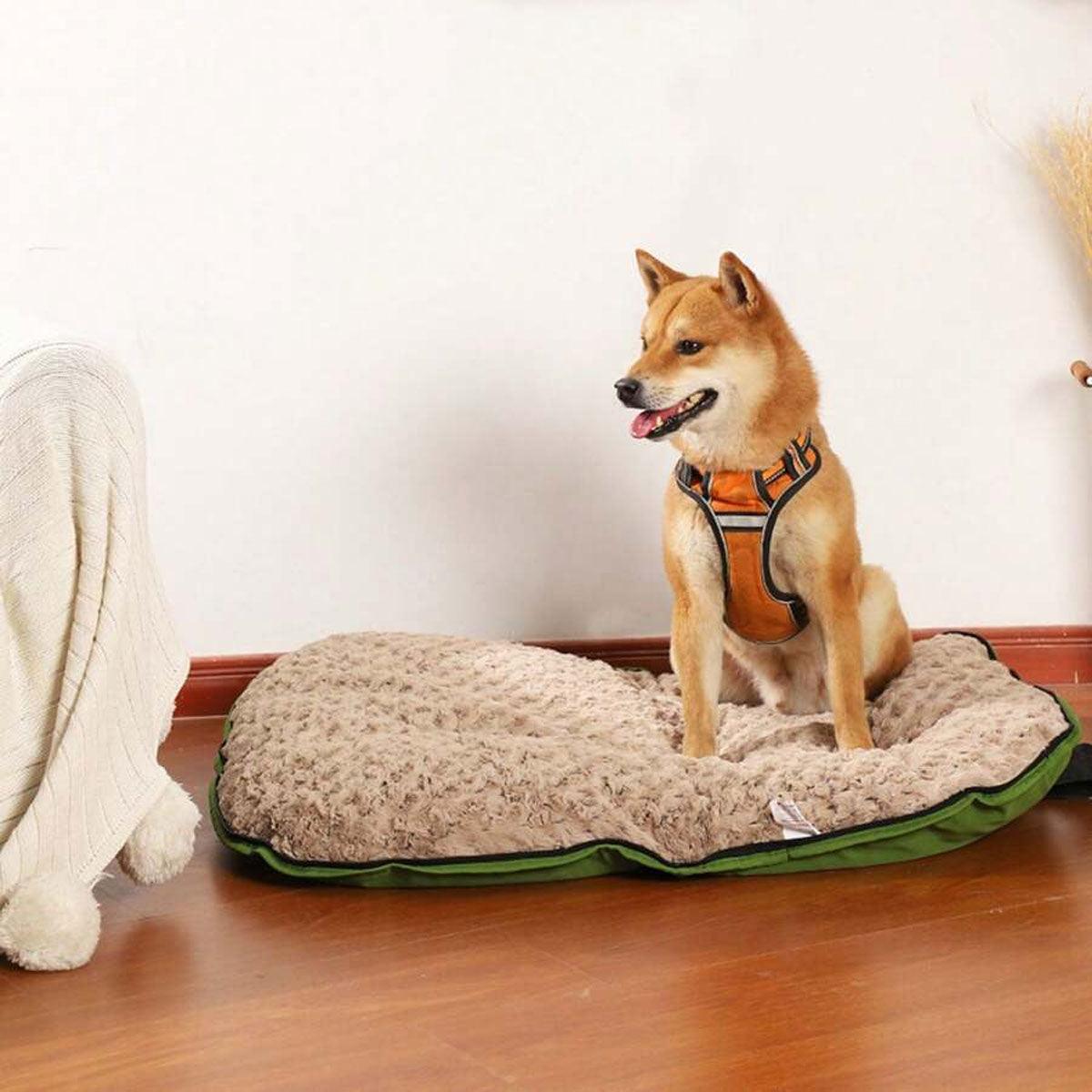 Portable Folding Pet Kennel Zippered Outdoor Dog Bed Travel Mat Waterproof - Green