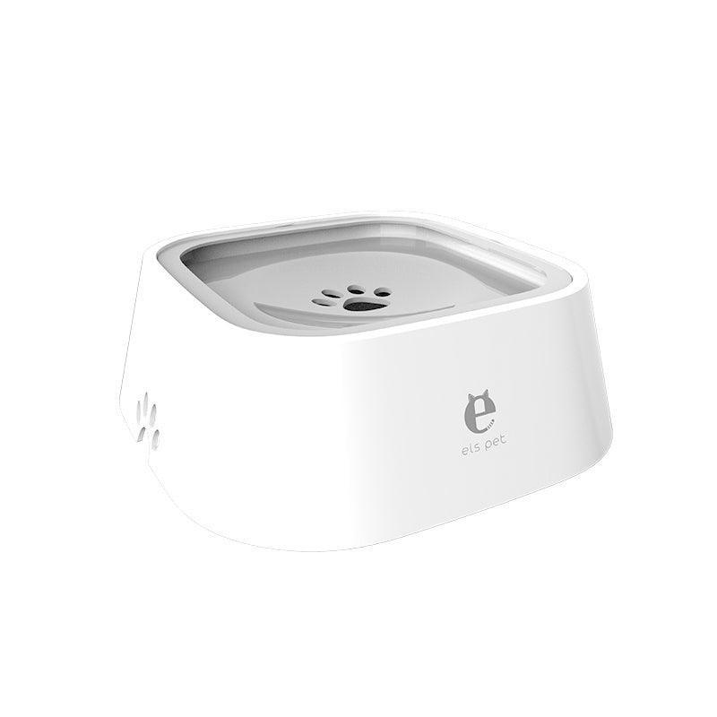 1.5L Pet Water Bowl No-Spill Design Slow Drinking Feeder with Non-Slip Base - White