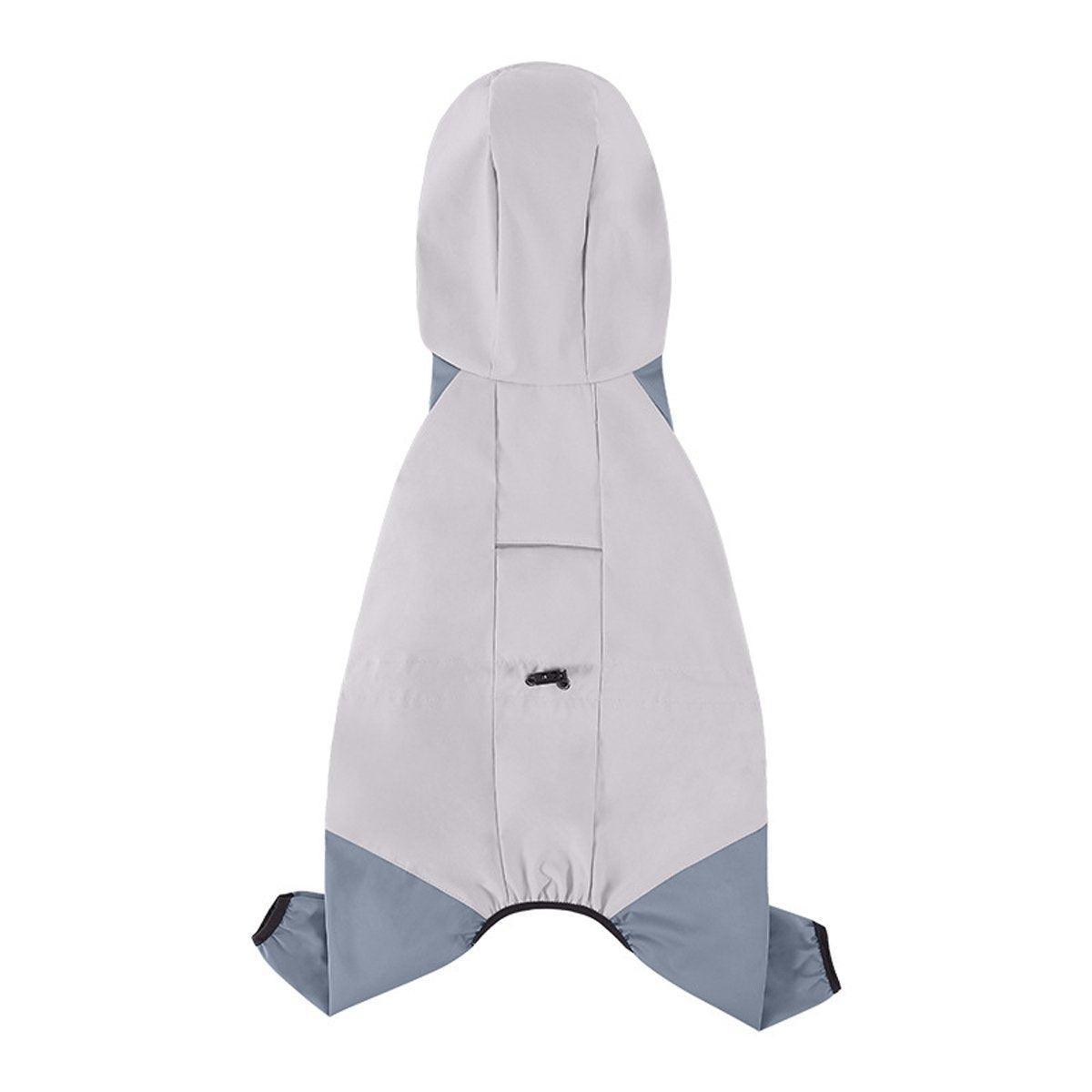 Waterproof Four Foot Dog Raincoat for Small Medium Large Dogs Pet Rainy Day Coat - Light Gray+Dark Grey - XXL