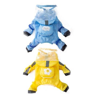 Waterproof Dog Raincoat with Feet Full Coverage Pet Rainy Clothes for Small Dogs - Yellow - M