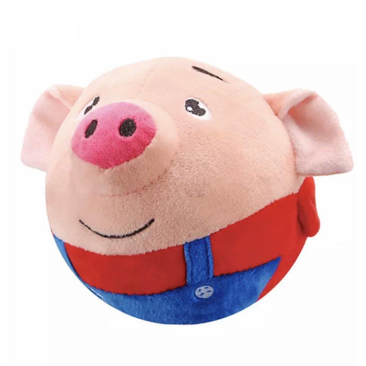 Interactive Jumping Pig Toy for Pets Dogs Cats Fun Animal Bouncing Play Toy - Red