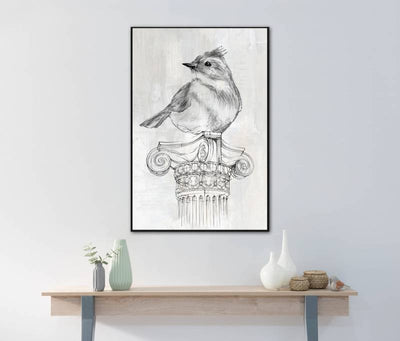 Bird on Column Framed Canvas 90cm