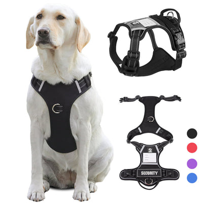 Size L Blue Reflective No-Pull Dog Harness - Adjustable & Durable for Large Breeds, Anti-Escape Design