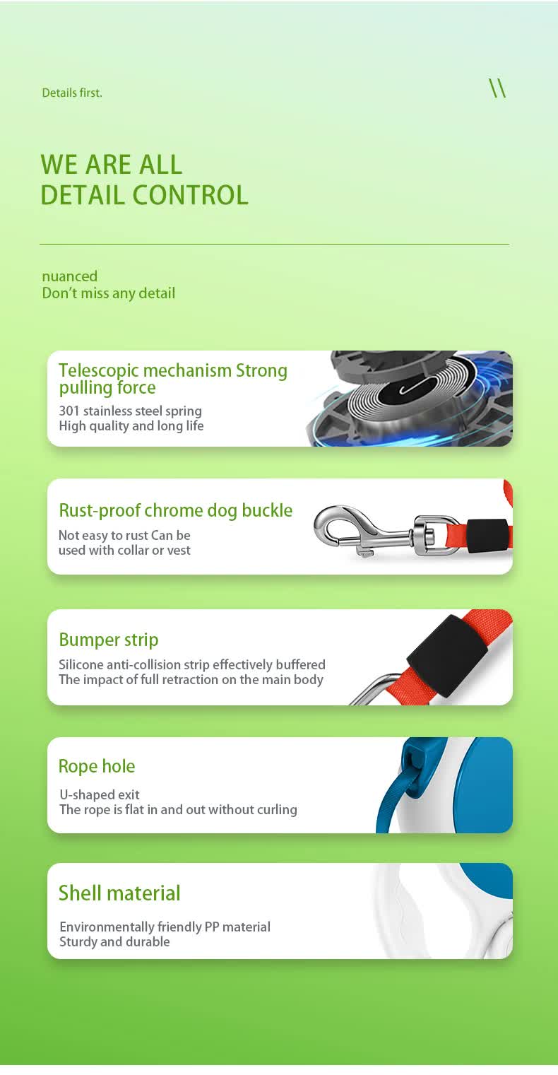 Tomato red 5M Retractable Dog Leash - With Small Box, Suitable For Small And Medium Dogs