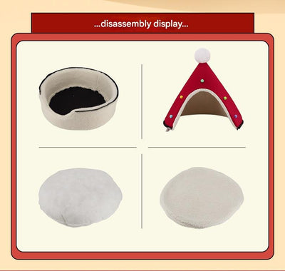 Festive Detachable Pet House - Cozy Green Christmas tree Design (S - 37x46cm)