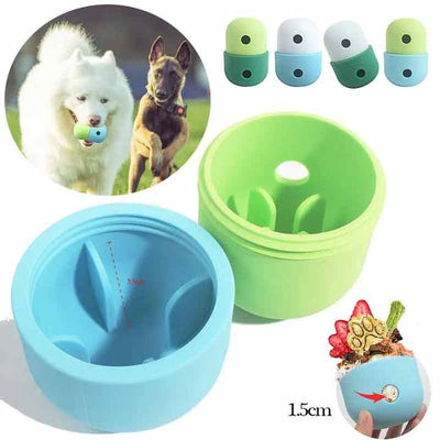 2 Pcs White And Green Interactive Pet Treat Dispensing Ball - Food-Grade Silicone Rolling Toy for Dogs with 1.5 cm Leakage Hole