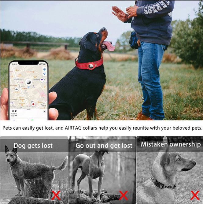 S Red Secure Nylon Dog Collar with Built-in Apple AirTag (not included) Holder Case - Pet Tracker Accessory
