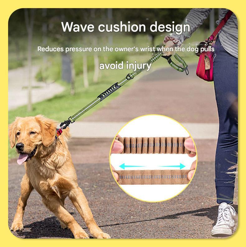 Orange Shock Absorbing Dog Leash with Reflective Stitching - 135cm for Small to Large Dogs