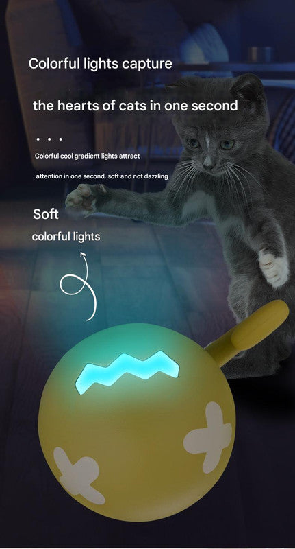 Rechargeable Interactive Cat Toy - Self-Rolling Ball with LED Light,Standard Edition Blue
