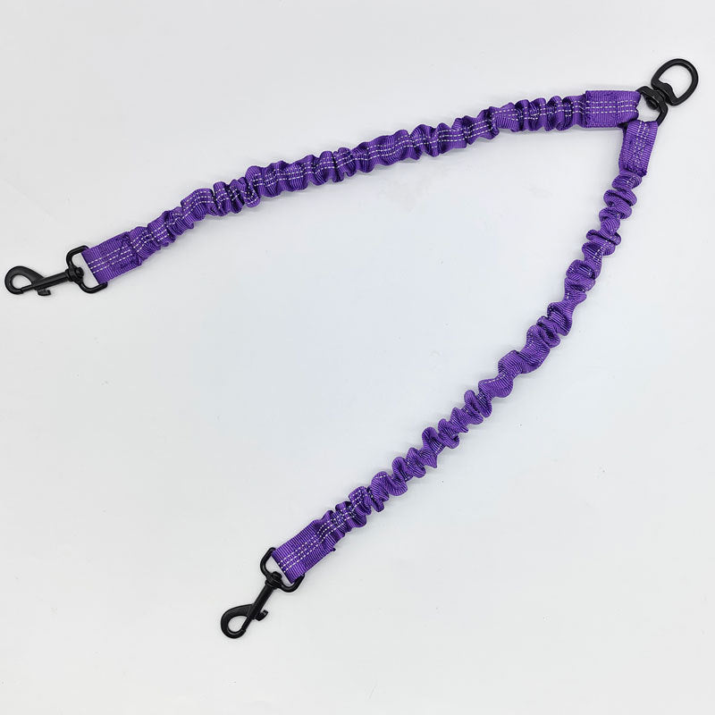 Purple Pet Double-Ended Rope + 1.5M Leash - Easy to walk two dogs, tangle-free design