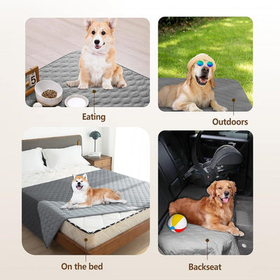 Grey 2-Sided Waterproof Pet Sofa Cover - Dog Bed Protector Blanket for Furniture, Couches & Car Seats (100x127cm, Machine Washable)