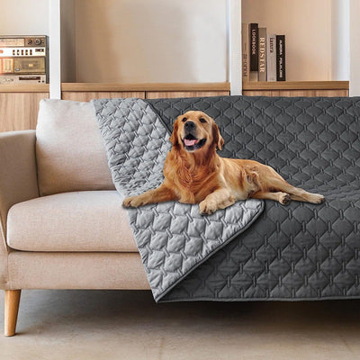 Grey 2-Sided Waterproof Pet Sofa Cover - Dog Bed Protector Blanket for Furniture, Couches & Car Seats (200x305cm, Machine Washable)