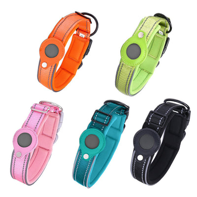 Size L Pink Reflective Adjustable Anti-Lost Pet Collar (For Apple AirTag - Collar Only, Tracker Not Included)