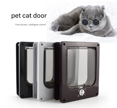Size S Black 4-Way Locking Pet Flap Door for Cats and Small Dogs - Weatherproof Magnetic Cat Door