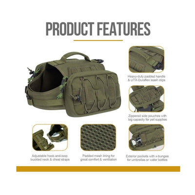 Black Durable Dog Saddle Bag Harness for Outdoor Adventures