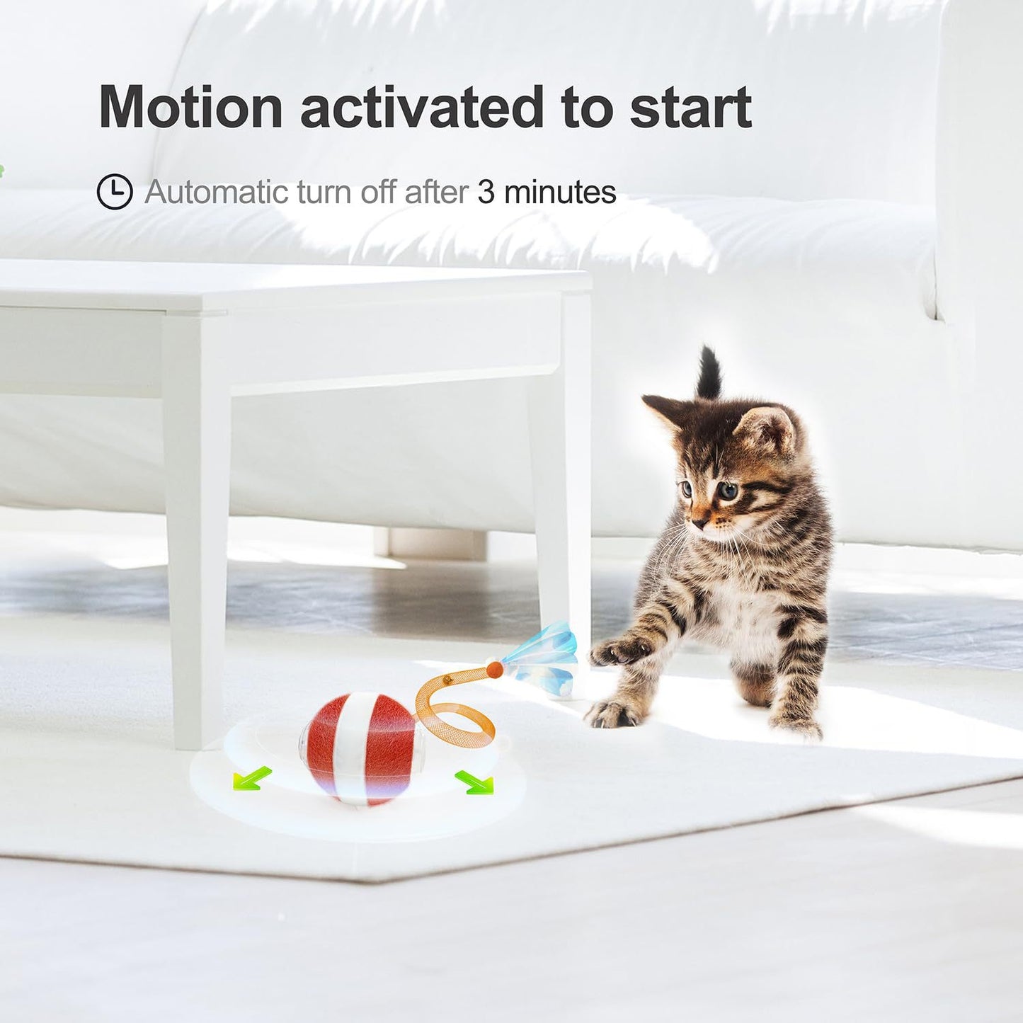 Red Interactive Smart Electric Cat Toy Ball - Automatic Irregular Rolling Teaser for Independent Play