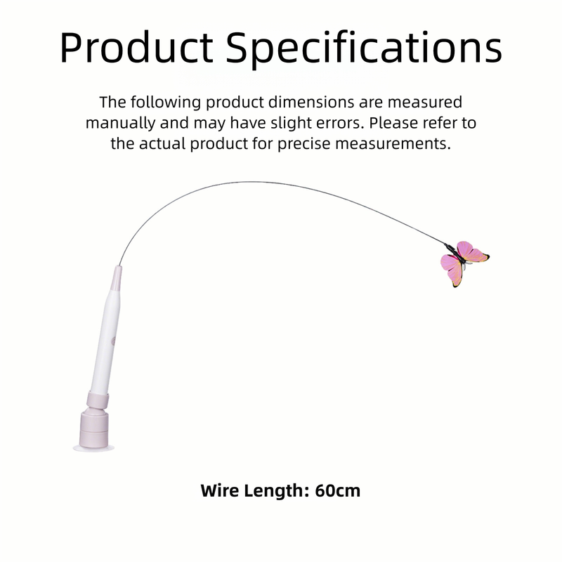 Automatic Interactive Butterfly Cat Toy – Electric Rotating Wand with 60CM Steel Wire, Suction Base & 2 Smart Modes for Kitten Enrichment