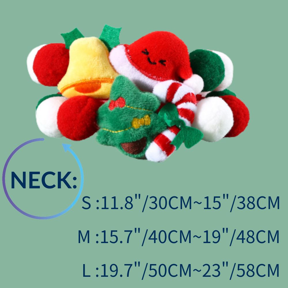 Christmas Pet Pom-Pom Adjustable Cotton Collar Set(2-Pack Size S) - Cat and Dog Holiday Costume, Cute Bell Hat and Tree Umbrella Designs