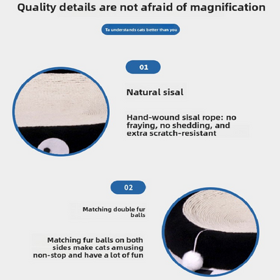 Oval-shaped braised chicken Large Cat Scratcher Bed 2 in 1 Sisal Scratching Pad & Plush Lounge Nest Durable Claw Grinder Mat for Indoor Cats