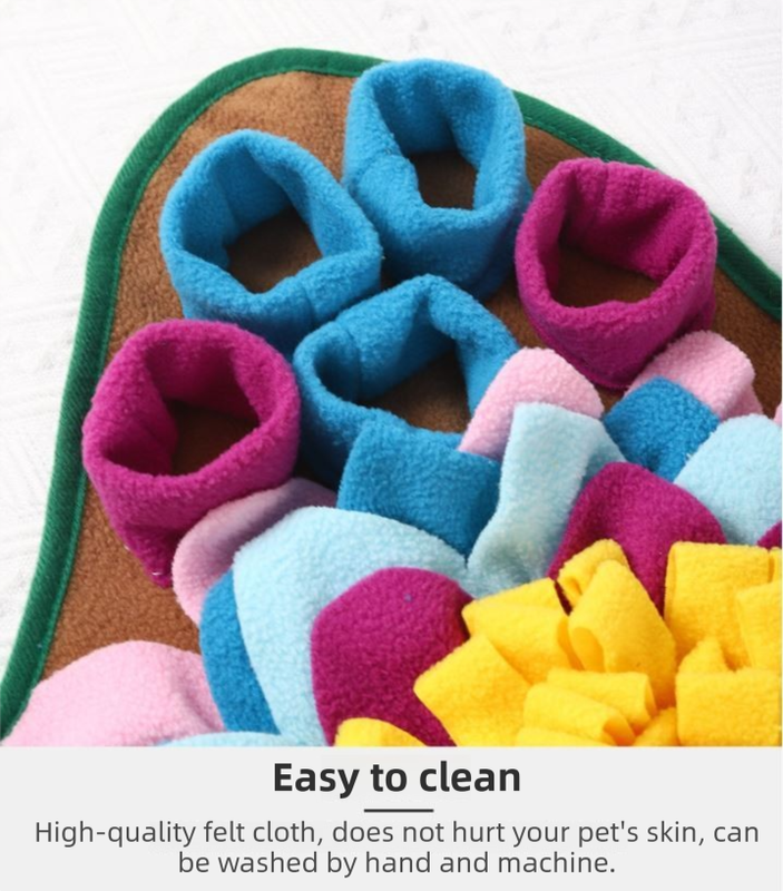 Yellow 48x48CM Durable Felt Cloth Pet Puzzle Sniffing Mat - Mental Stimulation & Slow Feeding Pad