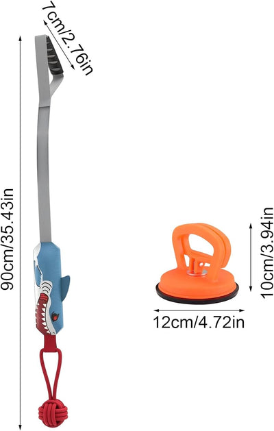 Shark-shaped Tug-of-War Dog Toy with Suction Cup & Chew Rope Knot - Interactive Squeaky Molar Toy for Puppies & Small Dogs