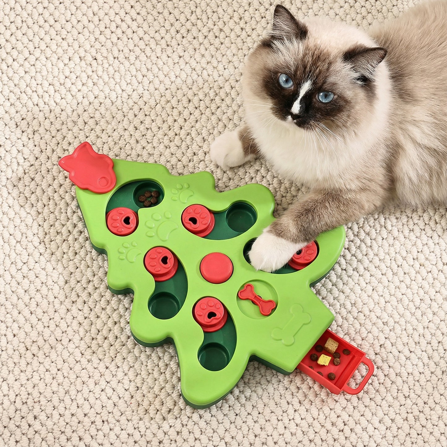Christmas Tree Dog & Cat Puzzle Toy – Interactive Treat Enrichment Game – Pawstock Australia