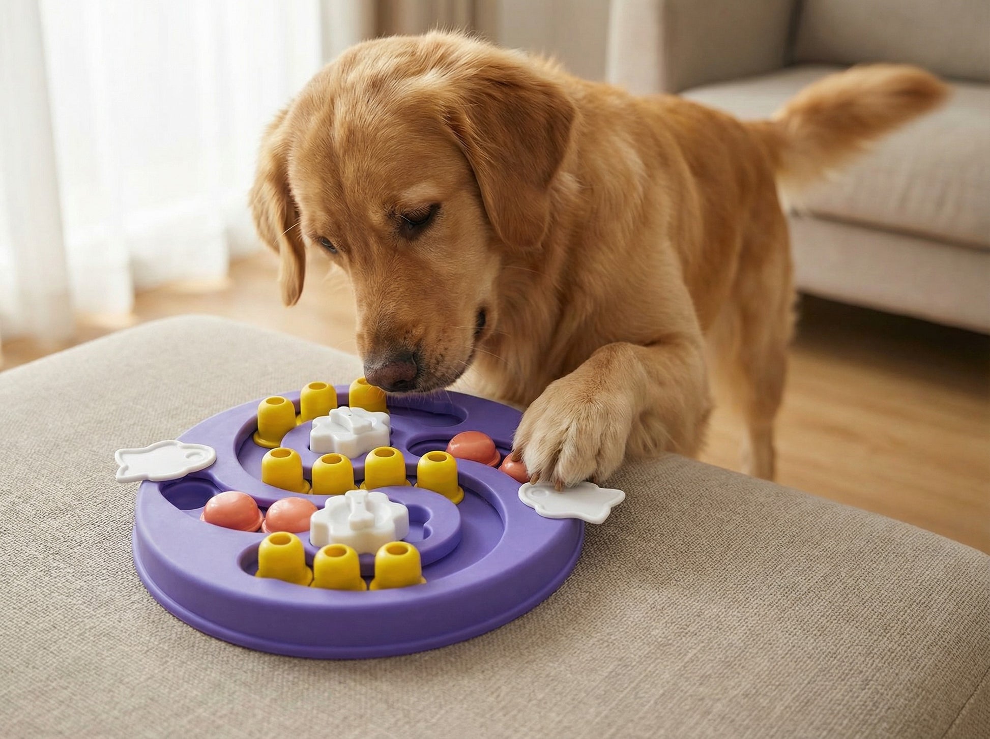 Advanced sliding maze dog puzzle toy with treat compartments for mental stimulation – PawStock Australia