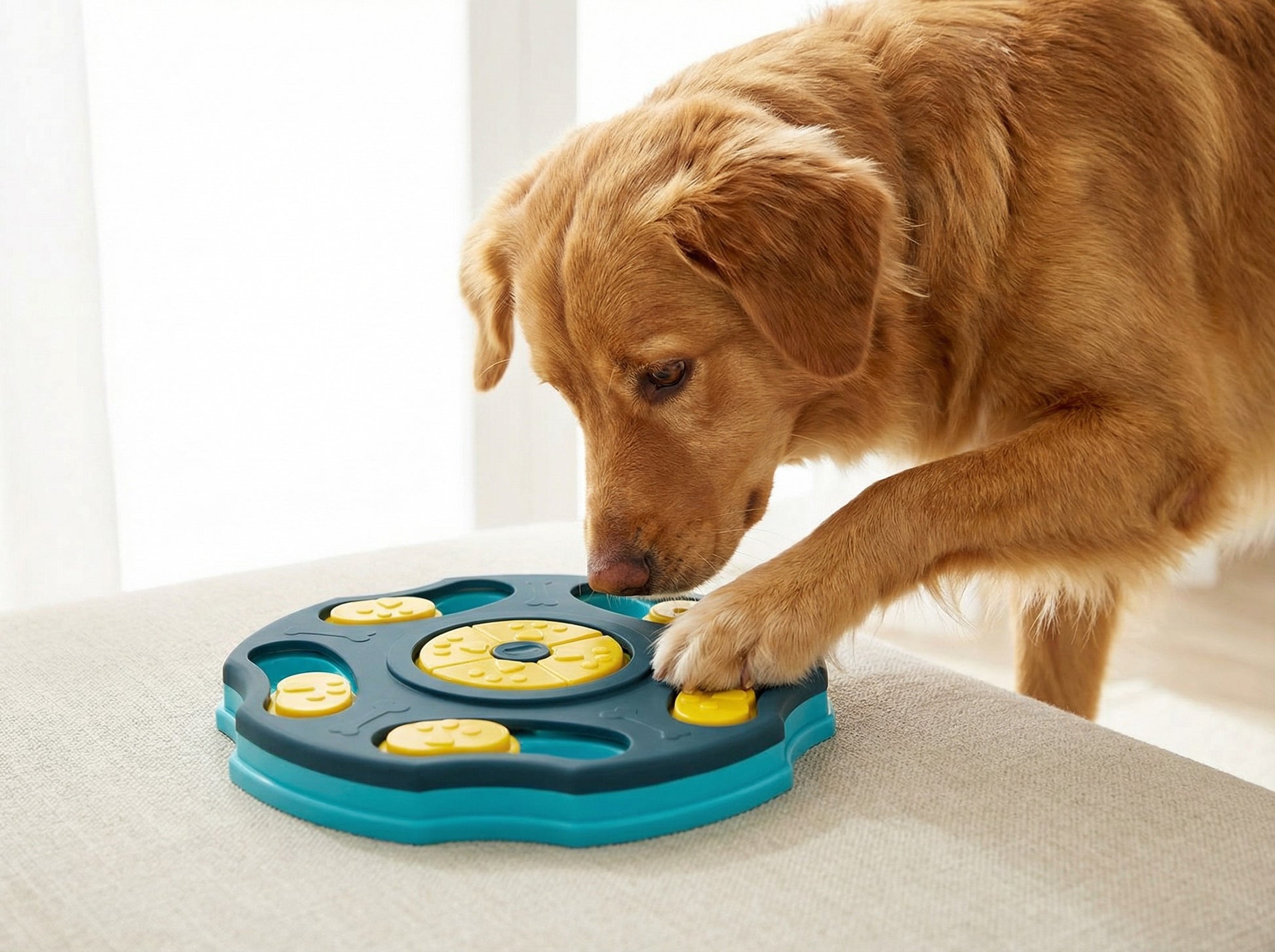 Interactive dog puzzle feeder toy with multi-level treat compartments for mental stimulation – PawStock Australia