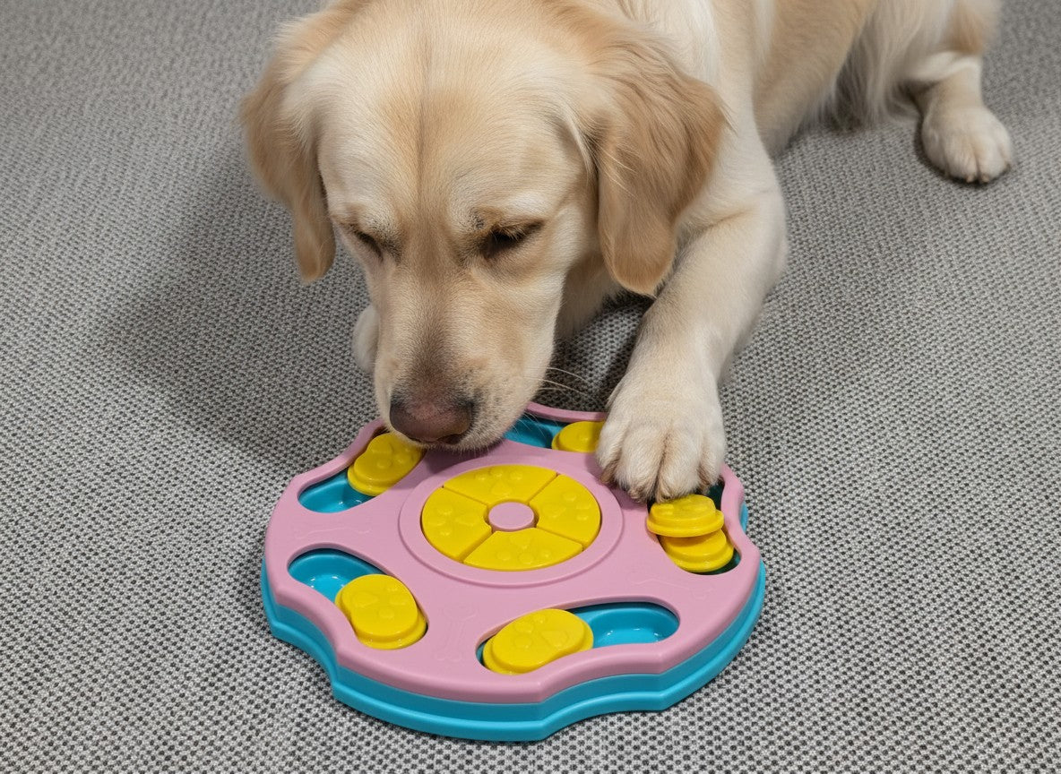 Interactive dog puzzle feeder toy with multi-level treat compartments for mental stimulation – PawStock Australia
