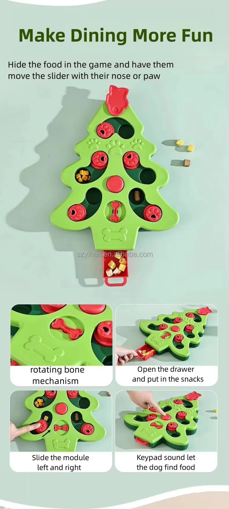 Christmas Tree Dog & Cat Puzzle Toy – Interactive Treat Enrichment Game – Pawstock Australia