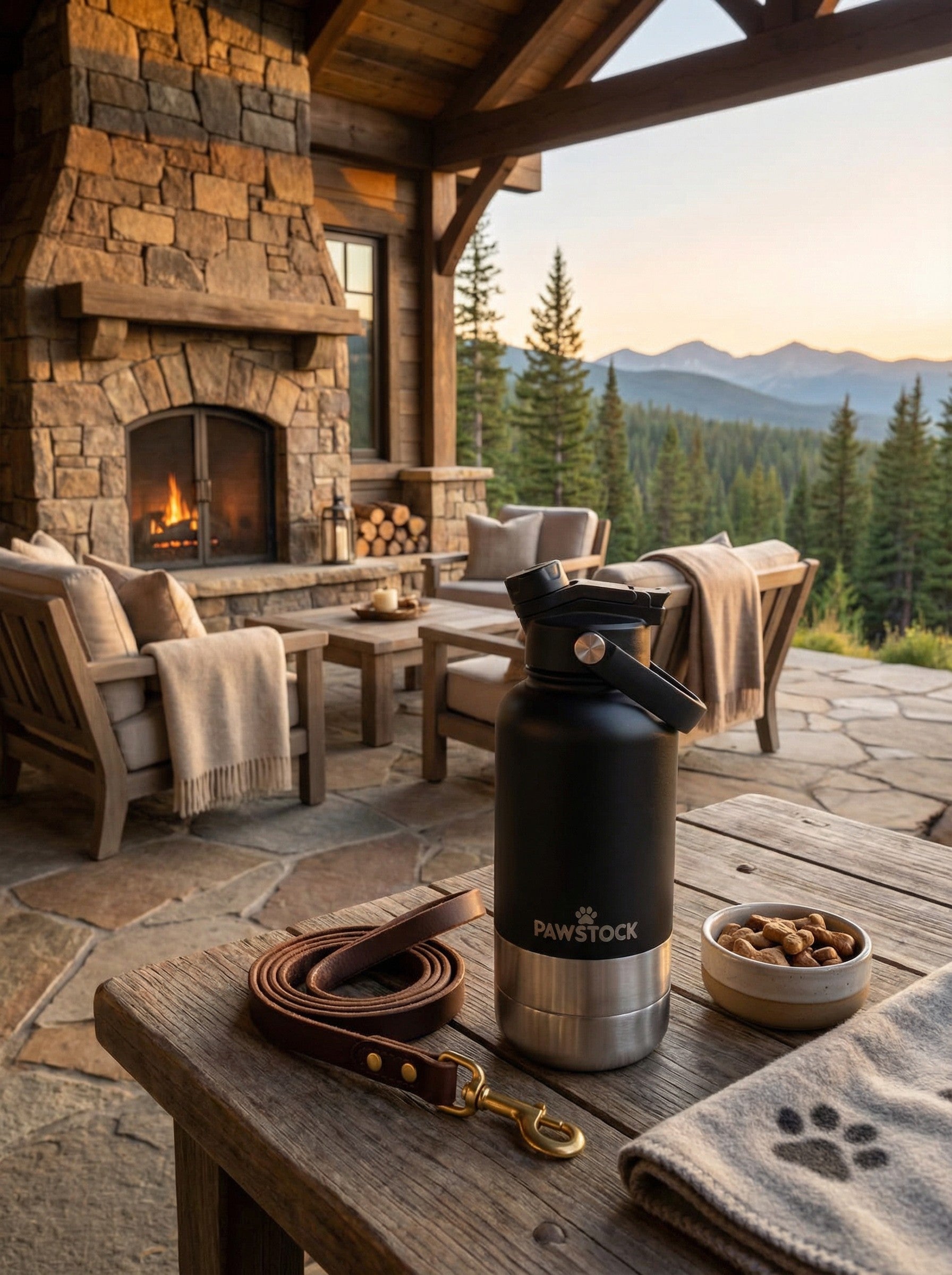 Pawstock 3 in 1 insulated dog water bottle with dual stainless steel bowls