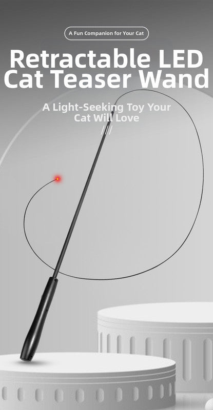 Interactive LED telescopic pole cat teaser stick